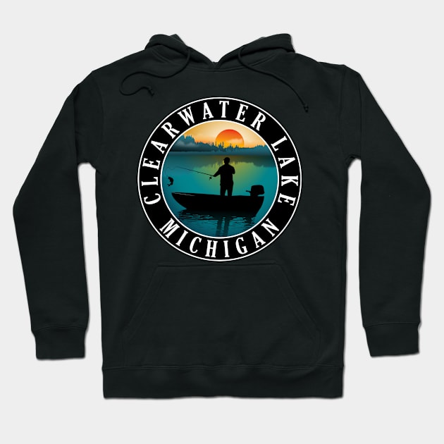 Clearwater Lake Fishing Michigan Sunset Hoodie by BirdsEyeWorks